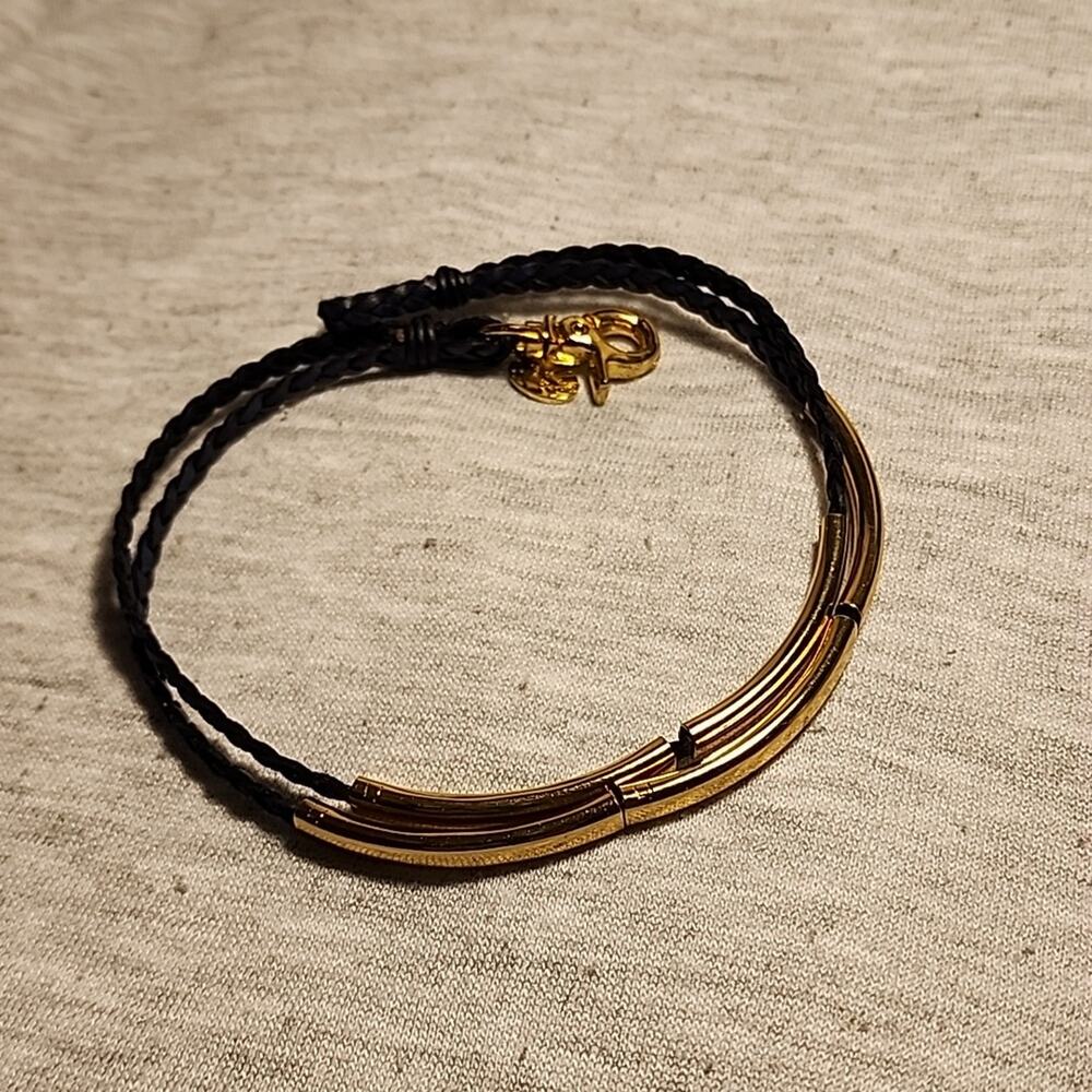 Lizzy James Mini Addison Braided Leather Wrap Bracelet Gold
